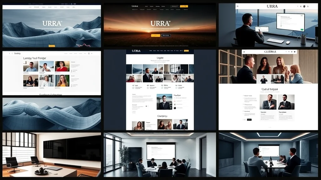 Montage of URSA Software Solutions Website Design Company portfolio, showing elegant websites, UI demos, and client meetings