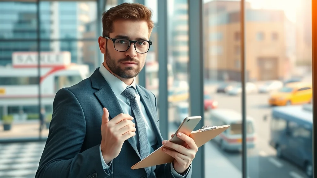 real estate lead generation real estate agent business attire modern office with city view