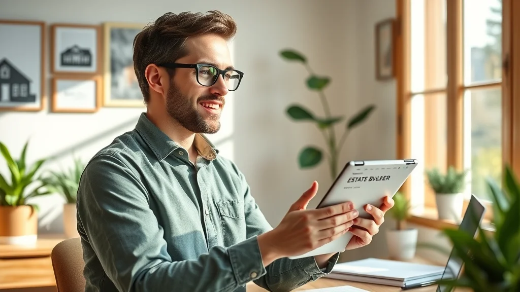 Aspiring realtor building real estate website on tablet website builder platform